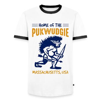 Folklore, Créatures mythiques, Indiens, Pukwudgie - T-shirt contrasté Homme - blanc/noir - Devant - AI Model Female 172 light (172cm) & AI Model Male 178 dark (178cm)
