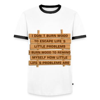 Pyrography Wood Burning Pyrograph Wood Burner - Men's Ringer Shirt - white/black - Front - AI Model Female 172 light (172cm) & AI Model Male 178 dark (178cm)