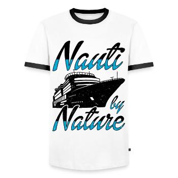 Cruise Ship Captain Anchor Cruise Director - Men's Ringer Shirt - white/black - Front - AI Model Female 172 light (172cm) & AI Model Male 178 dark (178cm)