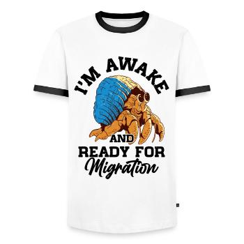 Fruits de mer, Fruits de mer, Moules, Bernard-l’ermite - T-shirt contrasté Homme - blanc/noir - Devant - AI Model Female 172 light (172cm) & AI Model Male 178 dark (178cm)