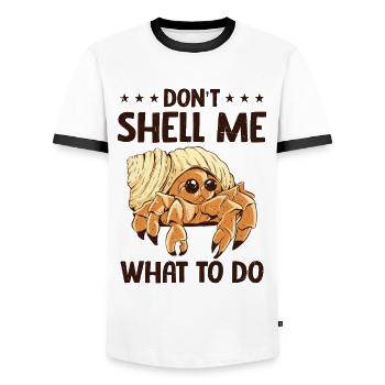 Fruits de mer, Fruits de mer, Moules, Bernard-l’ermite - T-shirt contrasté Homme - blanc/noir - Devant - AI Model Female 172 light (172cm) & AI Model Male 178 dark (178cm)