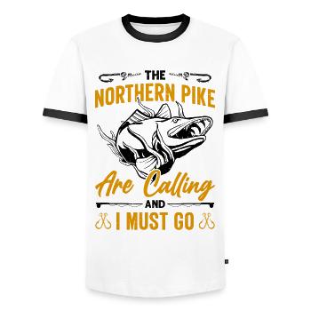 Fisherman Fisherman Fisherman Nordic Pike - Men's Ringer Shirt - white/black - Front - AI Model Female 172 light (172cm) & AI Model Male 178 dark (178cm)