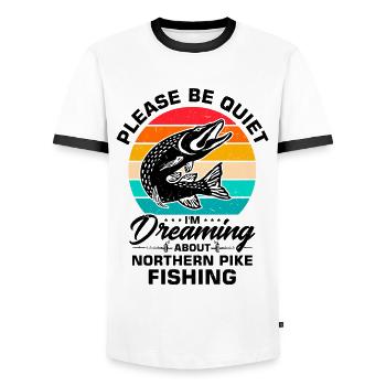 Fisherman Fisherman Fisherman Nordic Pike - Men's Ringer Shirt - white/black - Front - AI Model Female 172 light (172cm) & AI Model Male 178 dark (178cm)