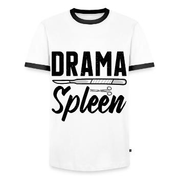 Spleen Surgery Surgical Splenectomy Recovery - Men's Ringer Shirt - white/black - Front - AI Model Female 172 light (172cm) & AI Model Male 178 dark (178cm)