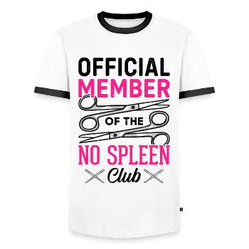 Splenic Surgery Surgical Splenectomy Recovery - Men's Ringer Shirt - white/black - Front - AI Model Female 172 light (172cm) & AI Model Male 178 dark (178cm)