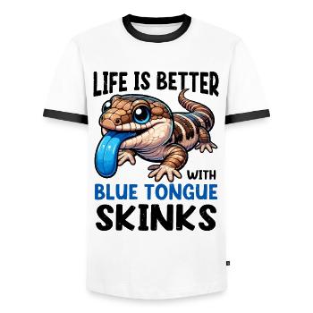 Collectionneur de lézard amoureux des reptiles - T-shirt contrasté Homme - blanc/noir - Devant - AI Model Female 172 light (172cm) & AI Model Male 178 dark (178cm)