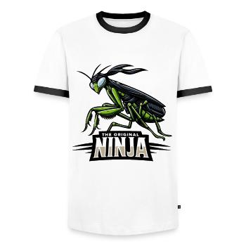 Insecte Entomologiste Entomologie Mante religieuse - T-shirt contrasté Homme - blanc/noir - Devant - AI Model Female 172 light (172cm) & AI Model Male 178 dark (178cm)