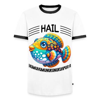 Humuhumunukunukuapua'a Reef Triggerfish - Men's Ringer Shirt - white/black - Front - AI Model Female 172 light (172cm) & AI Model Male 178 dark (178cm)