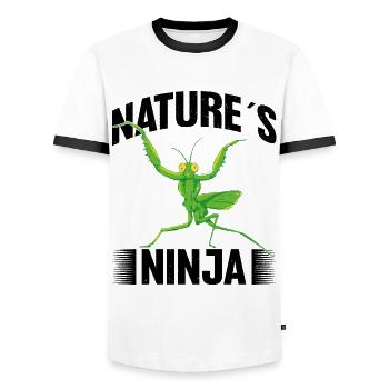 Insecte Entomologiste Entomologie Mante religieuse - T-shirt contrasté Homme - blanc/noir - Devant - AI Model Female 172 light (172cm) & AI Model Male 178 dark (178cm)