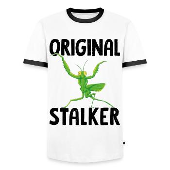 Insecte Entomologiste Entomologie Mante religieuse - T-shirt contrasté Homme - blanc/noir - Devant - AI Model Female 172 light (172cm) & AI Model Male 178 dark (178cm)