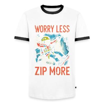 Ziplining Extreme Sports - Men's Ringer Shirt - white/black - Front - AI Model Female 172 light (172cm) & AI Model Male 178 dark (178cm)