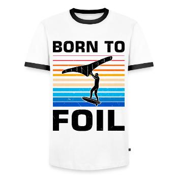 Wingsurfing Foil Wing Wing Boarding Wing Foiling - Männer Kontrast-T-Shirt - Weiß/Schwarz - Vorne - AI Model Female 172 light (172cm) & AI Model Male 178 dark (178cm)