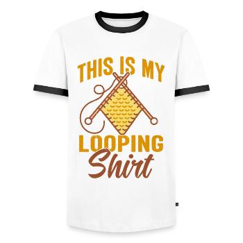 Conception drôle au Crochet - T-shirt contrasté Homme - blanc/noir - Devant - AI Model Female 172 light (172cm) & AI Model Male 178 dark (178cm)
