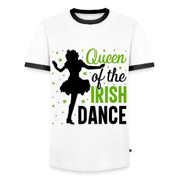 Irish Dance Irish Dancing - Men's Ringer Shirt - white/black - Front - AI Model Female 172 light (172cm) & AI Model Male 178 dark (178cm)