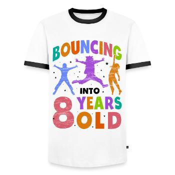 Trampoline Lover 8e anniversaire Party Jumping - T-shirt contrasté Homme - blanc/noir - Devant - AI Model Female 172 light (172cm) & AI Model Male 178 dark (178cm)