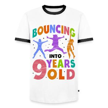 Trampoline Lover 8e anniversaire Party Jumping - T-shirt contrasté Homme - blanc/noir - Devant - AI Model Female 172 light (172cm) & AI Model Male 178 dark (178cm)