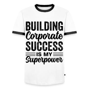 BWL Betriebswirtschaft Büro - Männer Kontrast-T-Shirt - Weiß/Schwarz - Vorne - AI Model Female 172 light (172cm) & AI Model Male 178 dark (178cm)