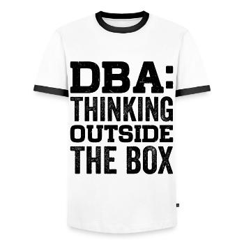 BWL Betriebswirtschaft Büro - Männer Kontrast-T-Shirt - Weiß/Schwarz - Vorne - AI Model Female 172 light (172cm) & AI Model Male 178 dark (178cm)