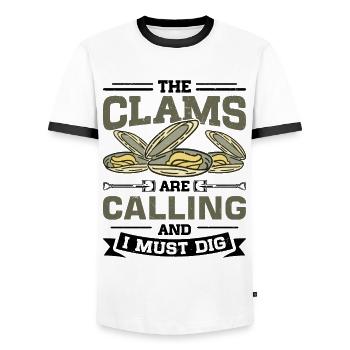 Moules Fruits de mer - T-shirt contrasté Homme - blanc/noir - Devant - AI Model Female 172 light (172cm) & AI Model Male 178 dark (178cm)