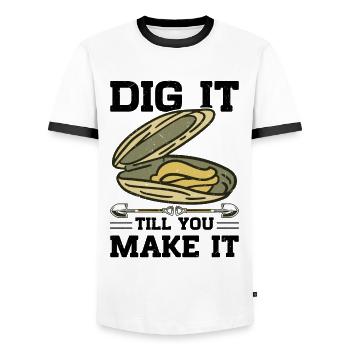 Moules Fruits de mer - T-shirt contrasté Homme - blanc/noir - Devant - AI Model Female 172 light (172cm) & AI Model Male 178 dark (178cm)