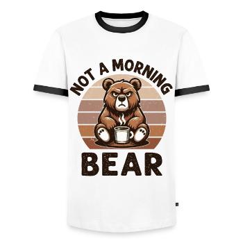 Grumpy bear with coffee - Men's Ringer Shirt - white/black - Front - AI Model Female 172 light (172cm) & AI Model Male 178 dark (178cm)
