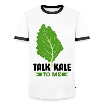Véganisme végétarien au chou frisé - T-shirt contrasté Homme - blanc/noir - Devant - AI Model Female 172 light (172cm) & AI Model Male 178 dark (178cm)