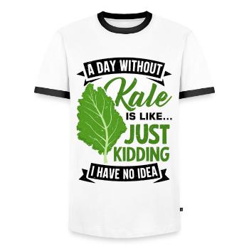 Véganisme végétarien au chou frisé - T-shirt contrasté Homme - blanc/noir - Devant - AI Model Female 172 light (172cm) & AI Model Male 178 dark (178cm)