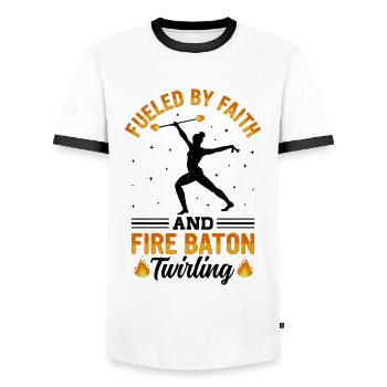Fire Baton Fire Dance Fire Dancer Fire Dancer - Men's Ringer Shirt - white/black - Front - AI Model Female 172 light (172cm) & AI Model Male 178 dark (178cm)
