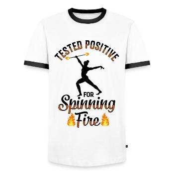 Fire Baton Fire Dance Fire Dancer Fire Dancer - Men's Ringer Shirt - white/black - Front - AI Model Female 172 light (172cm) & AI Model Male 178 dark (178cm)