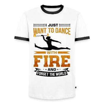 Fire Baton Fire Dance Fire Dancer Fire Dancer - Men's Ringer Shirt - white/black - Front - AI Model Female 172 light (172cm) & AI Model Male 178 dark (178cm)