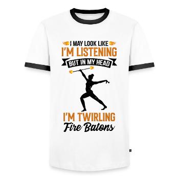 Fire Baton Fire Dance Fire Dancer Fire Dancer - Men's Ringer Shirt - white/black - Front - AI Model Female 172 light (172cm) & AI Model Male 178 dark (178cm)