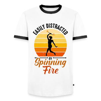 Fire Baton Fire Dance Fire Dancer Fire Dancer - Men's Ringer Shirt - white/black - Front - AI Model Female 172 light (172cm) & AI Model Male 178 dark (178cm)