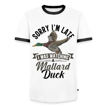 Duck Mallard - Men's Ringer Shirt - white/black - Front - AI Model Female 172 light (172cm) & AI Model Male 178 dark (178cm)