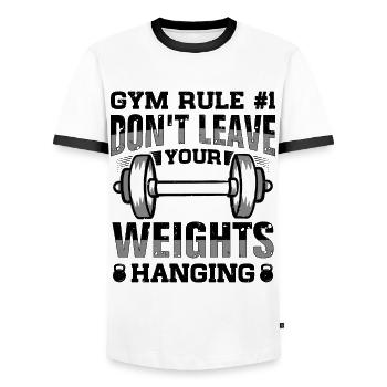 Gym Etiquette and Hygiene Guide - Men's Ringer Shirt - white/black - Front - AI Model Female 172 light (172cm) & AI Model Male 178 dark (178cm)