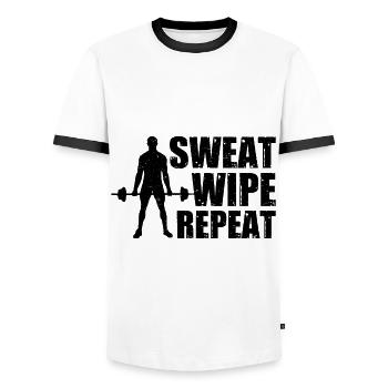 Gym Etiquette and Hygiene Guide - Men's Ringer Shirt - white/black - Front - AI Model Female 172 light (172cm) & AI Model Male 178 dark (178cm)