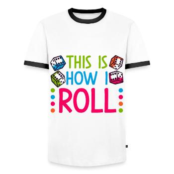 Bunco Squad Bunco Dice Bunco Game Night - Men's Ringer Shirt - white/black - Front - AI Model Female 172 light (172cm) & AI Model Male 178 dark (178cm)