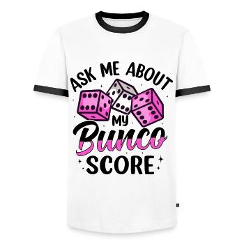 Bunco Squad Bunco Dice Bunco Game Night - Men's Ringer Shirt - white/black - Front - AI Model Female 172 light (172cm) & AI Model Male 178 dark (178cm)