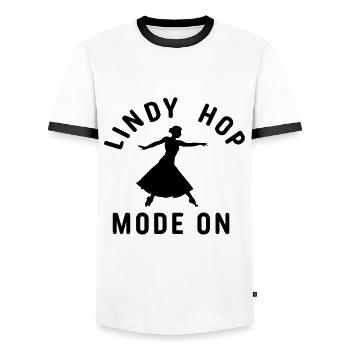 Danseur de Lindy Hop Swing - T-shirt contrasté Homme - blanc/noir - Devant - AI Model Female 172 light (172cm) & AI Model Male 178 dark (178cm)