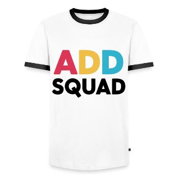 Attention Deficit Hyperactivity Disorder ADD - Men's Ringer Shirt - white/black - Front - AI Model Female 172 light (172cm) & AI Model Male 178 dark (178cm)