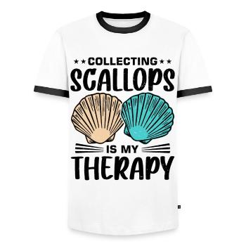 Shell Shell Collector Scallop - Men's Ringer Shirt - white/black - Front - AI Model Female 172 light (172cm) & AI Model Male 178 dark (178cm)