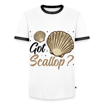 Coquillage coquillage collecteur pétoncle - T-shirt contrasté Homme - blanc/noir - Devant - AI Model Female 172 light (172cm) & AI Model Male 178 dark (178cm)