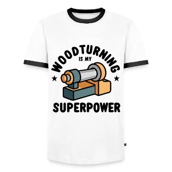 Dreher Holzdrehen Drechselbank - Männer Kontrast-T-Shirt - Weiß/Schwarz - Vorne - AI Model Female 172 light (172cm) & AI Model Male 178 dark (178cm)