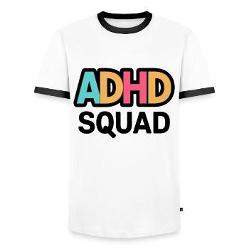 Neurodiversity Neurodiverse Hyperactive ADHD - Men's Ringer Shirt - white/black - Front - AI Model Female 172 light (172cm) & AI Model Male 178 dark (178cm)