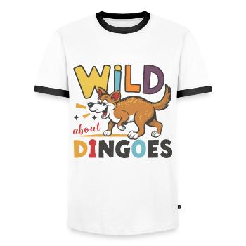 Australischer Dingo - Männer Kontrast-T-Shirt - Weiß/Schwarz - Vorne - AI Model Female 172 light (172cm) & AI Model Male 178 dark (178cm)
