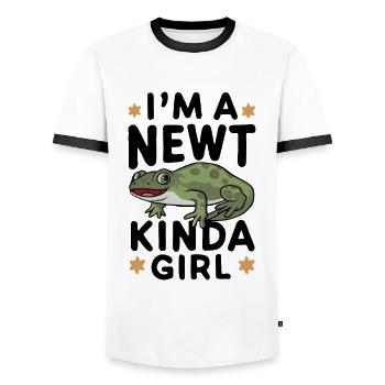 Funny newt saying - Men's Ringer Shirt - white/black - Front - AI Model Female 172 light (172cm) & AI Model Male 178 dark (178cm)
