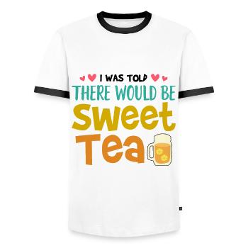Sweet tea - Men's Ringer Shirt - white/black - Front - AI Model Female 172 light (172cm) & AI Model Male 178 dark (178cm)