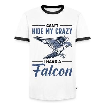 Dicton de Faucon Fauconnier - T-shirt contrasté Homme - blanc/noir - Devant - AI Model Female 172 light (172cm) & AI Model Male 178 dark (178cm)