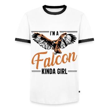 Dicton de Faucon Fauconnier - T-shirt contrasté Homme - blanc/noir - Devant - AI Model Female 172 light (172cm) & AI Model Male 178 dark (178cm)