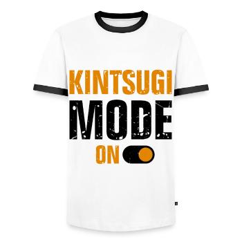 Conception japonaise de réparation de l’or Kintsukuroi - T-shirt contrasté Homme - blanc/noir - Devant - AI Model Female 172 light (172cm) & AI Model Male 178 dark (178cm)