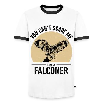 Dicton de Faucon Fauconnier - T-shirt contrasté Homme - blanc/noir - Devant - AI Model Female 172 light (172cm) & AI Model Male 178 dark (178cm)